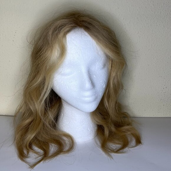 Jon Renau Remy Human Hair topper 18" Golden Blonde clip in Monofilament Wefted